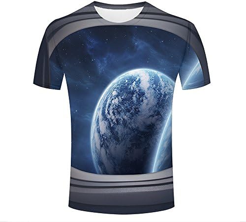 3D Graphic Printing Men T Shirts Planets In The Space Casual Novelty Tees Round Neck T-Shirts S