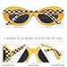 Elimoons Bold Retro Oval Mod Thick Frame Clout Goggles Sunglasses Round Lens 2 Pack,Checkered & Yellow Grid