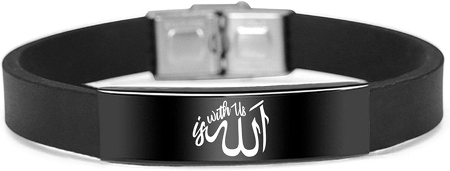 Muslim Islam Allah Bracelet Bangle Arabic Stainless Steel Silicone