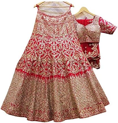 Red lehenga choli for women party wear wedding bridal lengha sari trendy culture 0085