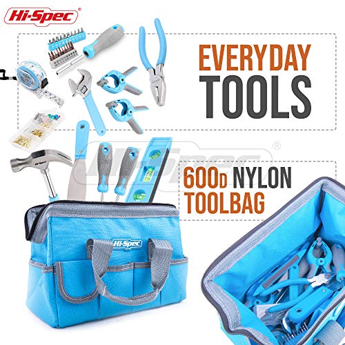 Hi-Spec 34-teiliges blaues Heimwerker-Werkzeugset & Schutzbrille mit 100-teiligem Wandbild-Aufhängeset für die Reparatur… – Bild 5