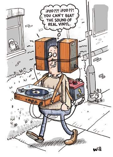 Greeting Card (PH0212) Humour Birthday - Real Vinyl - Man With Speaker Headphones