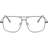 D Lolylad Non Prescription Glasses - Classic Square Clear Lens Metal Frame for Men Women