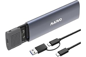 MAIWO M.2 SSD Enclosure 10Gbps for NVMe & SATA,Tool-Free NVMe Enclosure USB C/USB A, M.2 Enclosure Aluminum with 17.71in Cabl