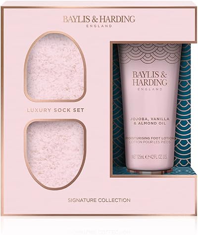Baylis & Harding Jojoba Vanilla Almond Oil Luxury Foot Care Gift Set Socks