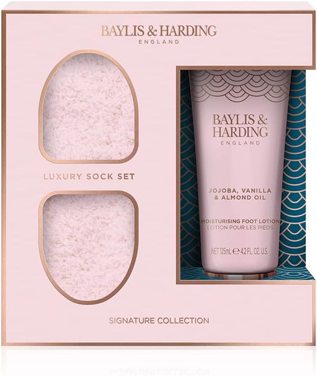 Baylis & Harding Jojoba Vanilla Almond Oil Luxury Foot Care Gift Set Socks