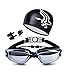 Dsoso Swim Goggles + Swim Cap + Case + Nose Clip + Ear Plugs, Clear Swimming Goggles Coated Lens No Leaking Anti Fog UV Protection for Adult Men Women Youth Kids Child,Black