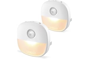Lyridz Night Lights Plug Into Wall, Dusk to Dawn Sensor, Motion Sensor Night Light, 1-50lm Dimmable LED Night Light Indoor for Bedroom, Bathroom, Stairs, Hallway, Toilet, Garage, (2 Pack)