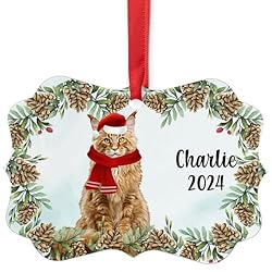 Red Maine Coon Cat Christmas Ornament 2024