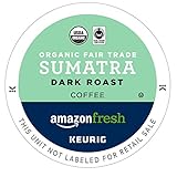 AmazonFresh 80 Ct. Organic Fair Trade K-Cups, Sumatra Dark Roast, Keurig K-Cup Brewer Compatible