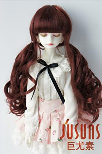 JD337 7-8inch 18-20CM Pony Braids BJD doll wigs 1/4 MSD synthetic mohair doll accessories 5 colors available (Wine red)