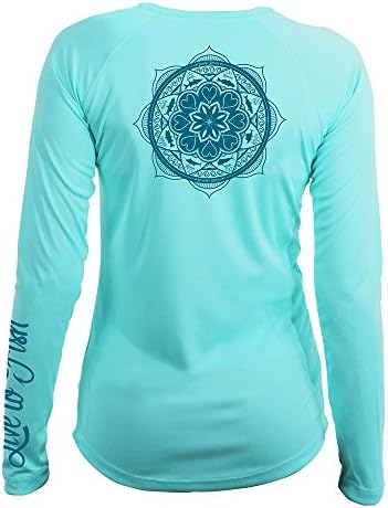 Live to Fish "Chordata Mandala" UPF 50+ Women's Long Sleeve Shirt, Water Blue, Size Small