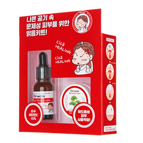 Ciracle Red Spot White Serum(15ml) & Cream(30g) Cica Healing Clear Kit 1 pack (2 items)