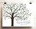 Wedding Guest Book Alternative Woodgrain Look Thumbprint Tree Poster with Lovebirds on Branches Canvas or Paper