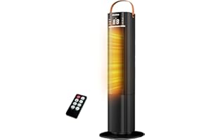 ABOLEE Space Heaters Indoor Use, 26" 12ft/s Electric Heater with Remote, 1500W Electric Heaters with 75°Oscillation, 1-12H Timer, PTC Electric Heater for Large Room, Bedroom Home Office1