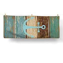 See Uphome Vintage Retro Nautical Anchor Cotton Microfiber Bathroom Towel - Turquoise and Brown Ultra Soft Hotel SPA Beach Pool Hand Towel (2 Pieces) Details