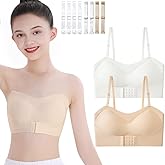 ABTRAV Teen Girls Strapless Bandeau Bra 2 Pack Seamless Underwear Dance Ballet Bralettes for 10-18 Years