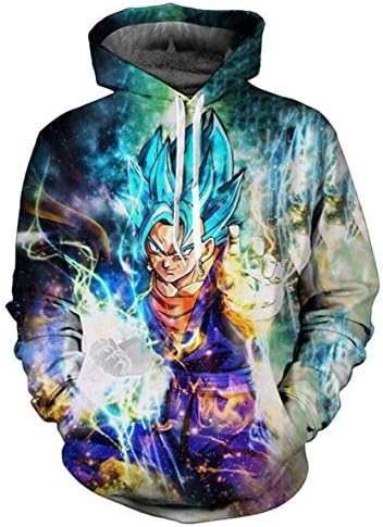 Anime Dragon Ball Coat Pullover Hoodie Sweatshirt (US M=Asia XL, blue+purple)