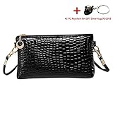 Doinshop Crocodile Messenger Bags Crossbody Clutch Women Shoulder Handbag (black)