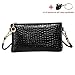 Doinshop Crocodile Messenger Bags Crossbody Clutch Women Shoulder Handbag (black)