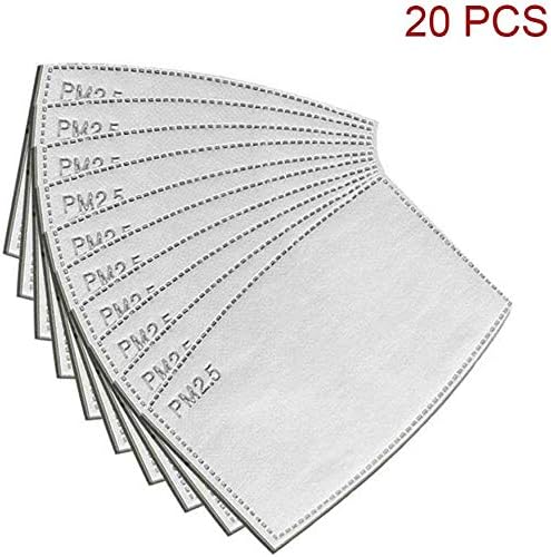 20pcs PM2.5 Activated Carbon Filter Replaceable for Adult Mask, 5 Layers