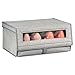 mDesign Fabric Storage Box for Shoes, Boots, Pumps, Sandals, Flats with a Clear Window and Hinged Lid for Closet Storage – Pack of 2, Large, Gray