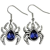Gothic Spider Earrings for Women Vintage Red Black Purple Crystal Drop Dangle Earrings Punk Style Insect Earrings Halloween Horror Spider Jewelry