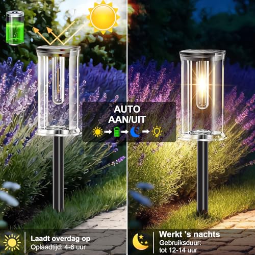 SOLARBABY 12 Pieces Solar Lights Outdoor Garden Warm White LED Outdoor Solar Lights IP65 Automatic Ignition Decorative Lighting for Patio, Garden, Patio and Yard