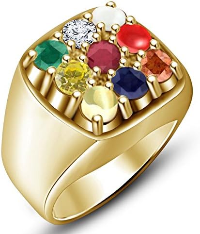 Certified Natural Navratna (9 Gemstone) Panchdhatu Ring for Men and Women