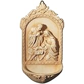 Catholic & Religious Nativity Holy Water Font. Material: Resin Size: 6 1/2" H. Holy Family with St. Mary, Jesus & St. Joseph. Perfect for Entrance of Home or Wedding Gift!