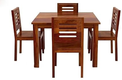 Corazzin Furniture Sheesham Wood Dining Table With 4 Chair 4 Seater Maple Finish Sheesham Wooden Balcony Dining Table Set With 4 Chairs Home Room Furniture Amazon In Home Kitchen