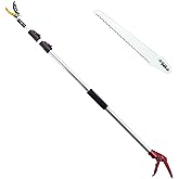 Heancare 4.6-10 Ft Tree Trimmers Long Handle Pruner with Long Reach Pole Saw, Extendable Tree Pruner Cut and Hold Pruning Trimmer, Telescoping Fruit Picker Pole Tools for Branches Bypass Lopper