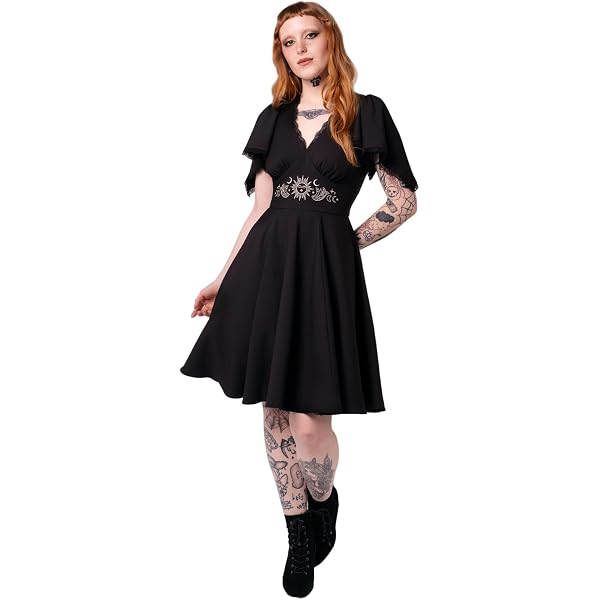 Hell Bunny Blue Floral MayDay Pinup Swing Dress (Medium) at Amazon