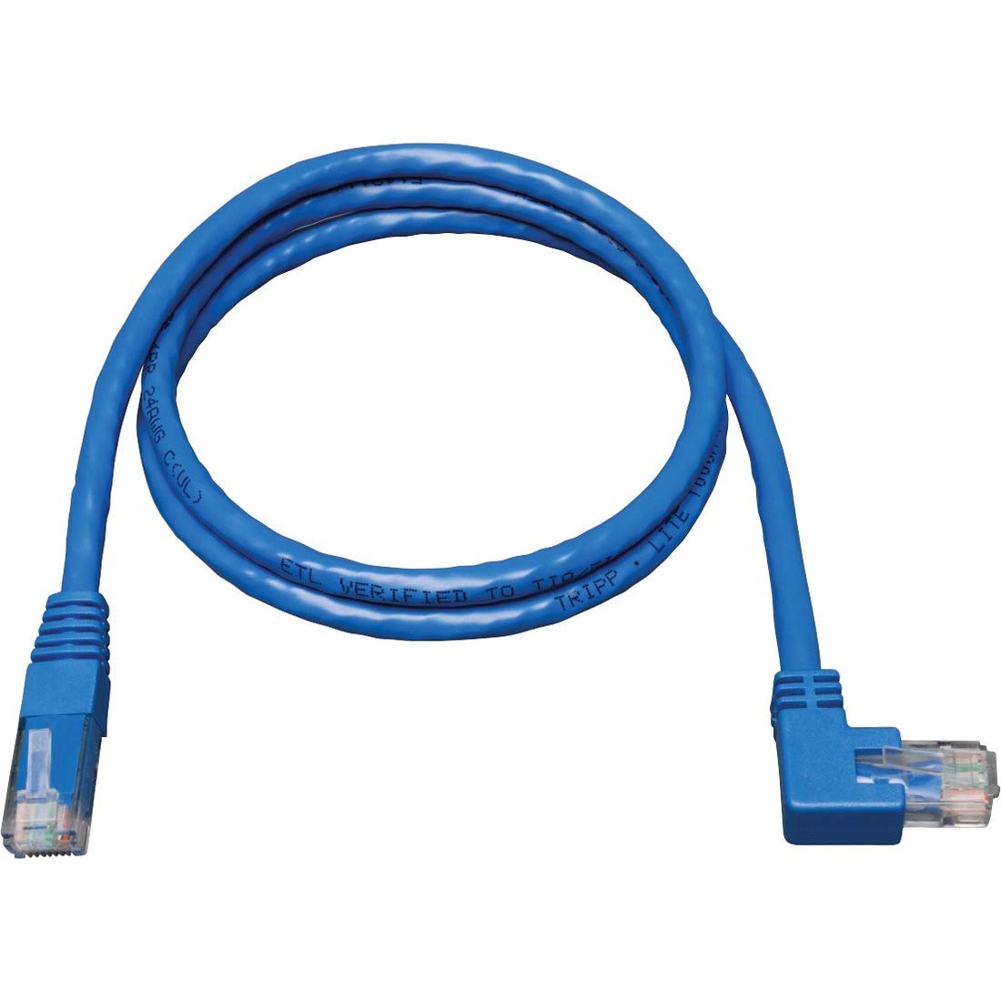Tripp Lite Left-Angle Cat6 Gig Molded UTP Cable, RJ45 Left-Angle M to RJ45 M, Blue, 1.52 m (N204-005-BL-LA)