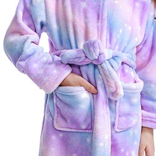 Premium Soft Girls Unicorn Bathrobe,Kids Robes Toddler Hooded Cospaly