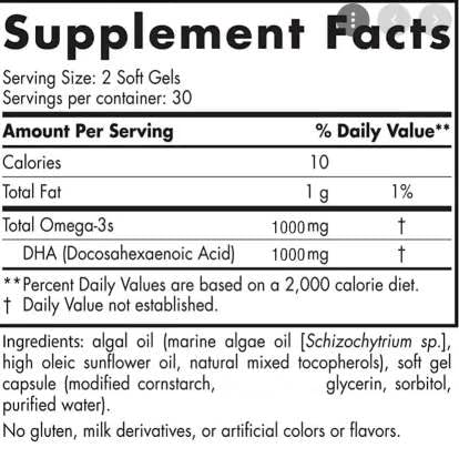 Earth & Elle - Vegan Omega 3 - Algae Omega 3 - Vegan Omega 3 Supplement w/ Algae Oil - Contains Vegan EPA DHA - 2 Month Supply - Boosts Mood & Promotes a Healthy Heart - 60 Algae Oil Softgels