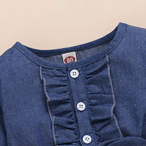 3T Girl Dress Outfits Baby Flower Floral Overall Dresses Denim Fall Winter Long Sleeves Clothes Jean Tutu Skirts for Girls 3-4T