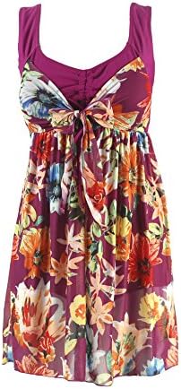 NoNoCat Flower Printing Modest 1 Piece Swimwear Cover Up swimdress Plus Size for WomenXL(US 16-18), Purple