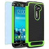 Asus Zenfone 2E Case, INNOVAA Smart Grid Defender Armor Case W/ Free Screen Protector & Touch Screen Stylus Pen - Black/Green