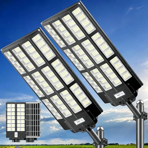 10000W Solar Street Lights,Dusk to Dawn Outdoor Lighting for Street | 7500K
