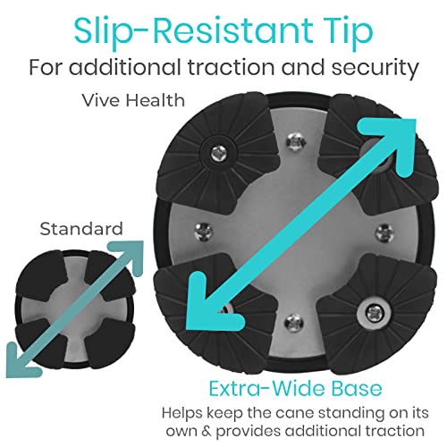 Vive Carbon Fiber Walking Cane with Quad Base Lightweight Stick for