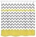 Sunlit Zigzag Yellow and Gray White Chevron Shower Curtain. Geometric Print Pattern Lines and Contemporary Stripes Modern Design Prined Fabric Bathroom Decor. Light Grey Lemon Color Block Hem