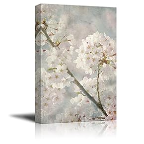 Oil Painting Style White Cherry Blossom in Spring