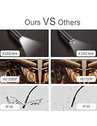 ERAY 33FT Wireless Endoscopio WiFi, Borescopio Cámara de Inspección 2.0 MP HD 1200P Impermeable IP68 con 8 LEDs para Android y iOS Smartphone, Windows y Mac Sistema