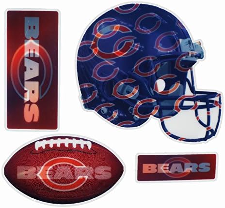 NFL New 4-Piece Ultraflip 3D Multi-Magnets - Holographic NFL Magnets Perfect for Vehicles, Home, School, or at the Office! Represent Your Favorite Team In Style! (Chicago Bears)