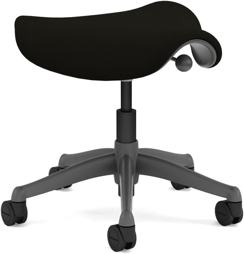 Freedom Saddle Seat Humanscale Chair F300 - Titanium Frame Blue Wave Fabric - Standard Casters