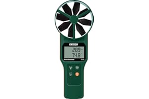 Extech AN300 - Large Vane Thermo-Anemometer - Measures Air Velocity, Air Flow, and Temperature, Includes 4" Vane, Batteries, 