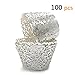 GOLF 100Pcs Cupcake Wrappers Artistic Bake Cake Paper Filigree Little Vine Lace Laser Cut Liner Baking Cup Wraps Muffin CaseTrays for Wedding Party Birthday Decoration (Silver)