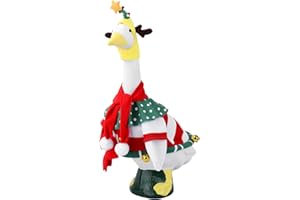 VUOOE Christmas Porch Goose Outfit, 23" Cement or Plastic Goose Statue Costume, Porch Goose Outfits for Patio, Yard & Garden, Cozy Holiday Décor Adds Cheer with Jingling Bells