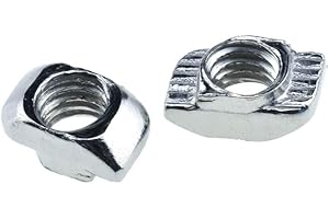 BINZZO Sliding T Slot Nuts 2020 Series M5 30 Pack Drop in T Nuts Carbon Steel Nickel Plated Half Round Roll in Sliding 6mm Slot Aluminum Profile Accessories for T Slot Aluminum Profile 20 x 20 Series